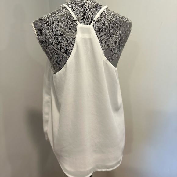 Olivia Grey Women’s Large Bright White Adjustable Spaghetti Strap Halter Blouse. - Picture 2 of 11